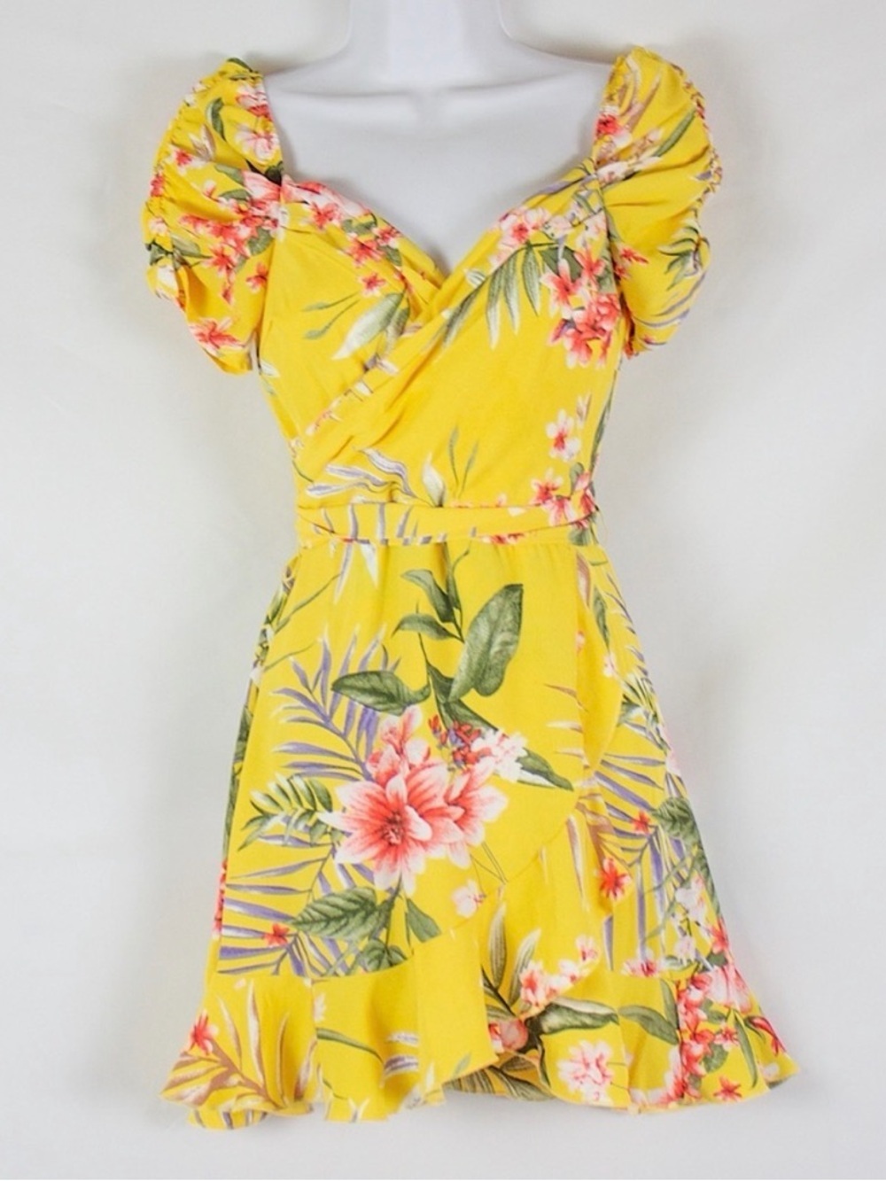 Sunny Yellow Floral Mini Dress